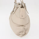 Salvatore Ferragamo Gancini Shoulder Bag Leather Silver White Auth 149671-3