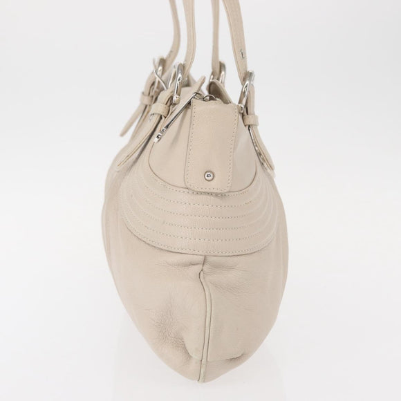 Salvatore Ferragamo Gancini Schoudertas Leer Zilver Wit Auth 149671