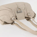 Salvatore Ferragamo Gancini Shoulder Bag Leather Silver White Auth 149671-6