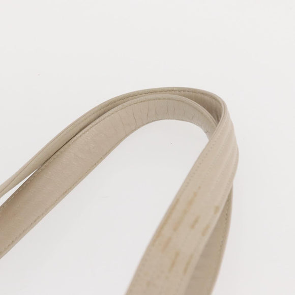 Salvatore Ferragamo Gancini Shoulder Bag Leather Silver White Auth 149671