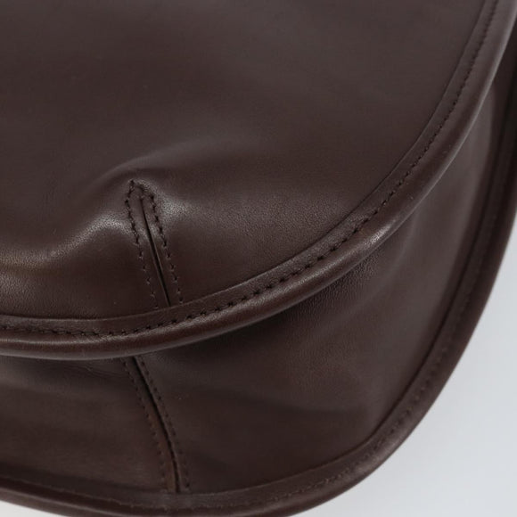 Coach Shoulder Bag Leather Dark Brown Auth 149672A