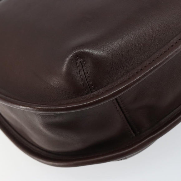 Coach Shoulder Bag Leather Dark Brown Auth 149672A