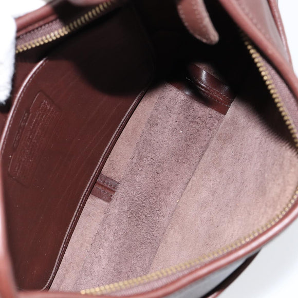 Coach Shoulder Bag Leather Dark Brown Auth 149672