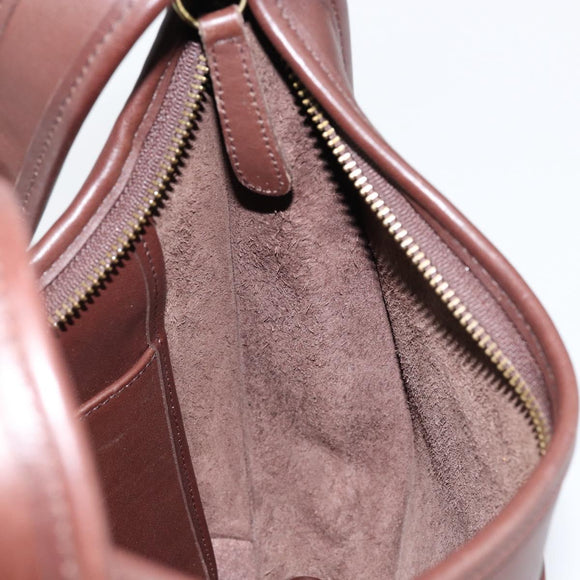 Coach Shoulder Bag Leather Dark Brown Auth 149672