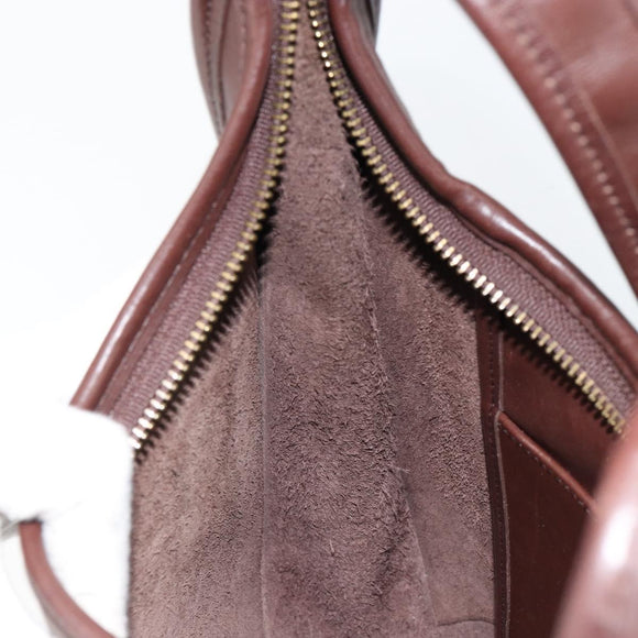 Coach Shoulder Bag Leather Dark Brown Auth 149672A