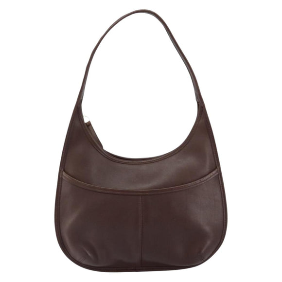 Coach Shoulder Bag Leather Dark Brown Auth 149672A