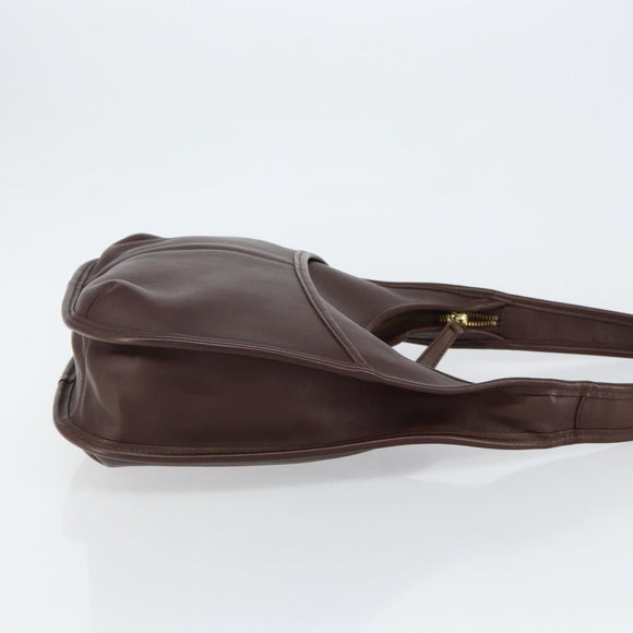Coach Shoulder Bag Leather Dark Brown Auth 149672A