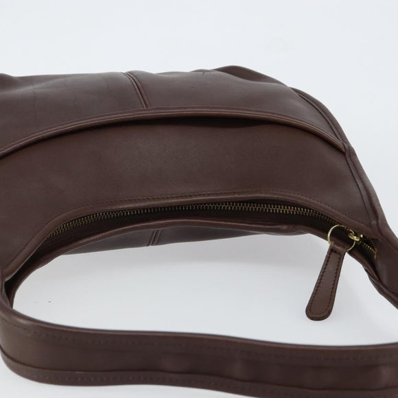 Coach Shoulder Bag Leather Dark Brown Auth 149672