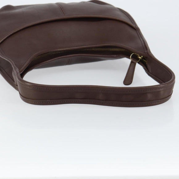 Coach Shoulder Bag Leather Dark Brown Auth 149672A