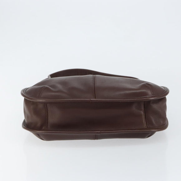 Coach Shoulder Bag Leather Dark Brown Auth 149672
