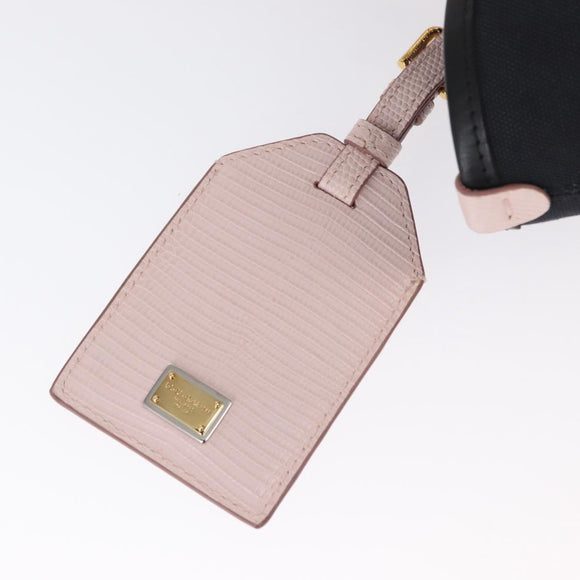 DOLCE&GABBANA CAPRI Hand Bag Canvas 2way Pink Gold Auth 149678