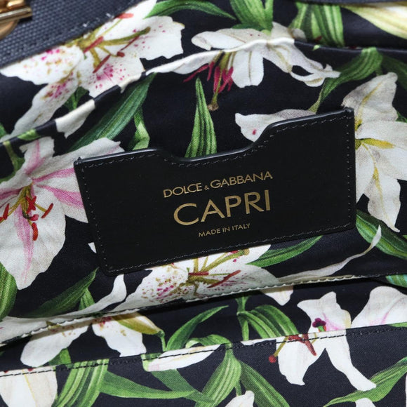 DOLCE&GABBANA CAPRI Hand Bag Canvas 2way Pink Gold Auth 149678