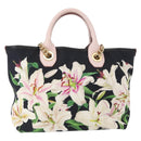 DOLCE&GABBANA CAPRI Hand Bag Canvas 2way Pink Gold Auth 149678-2