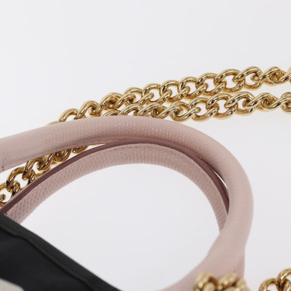 DOLCE&GABBANA CAPRI Hand Bag Canvas 2way Pink Gold Auth 149678