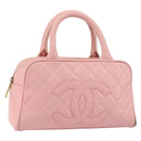CHANEL Matelasse COCO Mark Hand Bag Caviar Skin Pink Gold CC Auth 149681-1