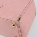 CHANEL Matelasse COCO Mark Hand Bag Caviar Skin Pink Gold CC Auth 149681-9