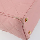 CHANEL Matelasse COCO Mark Hand Bag Caviar Skin Pink Gold CC Auth 149681-14