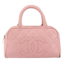 CHANEL Matelasse COCO Mark Hand Bag Caviar Skin Pink Gold CC Auth 149681-13
