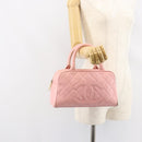CHANEL Matelasse COCO Mark Hand Bag Caviar Skin Pink Gold CC Auth 149681-22