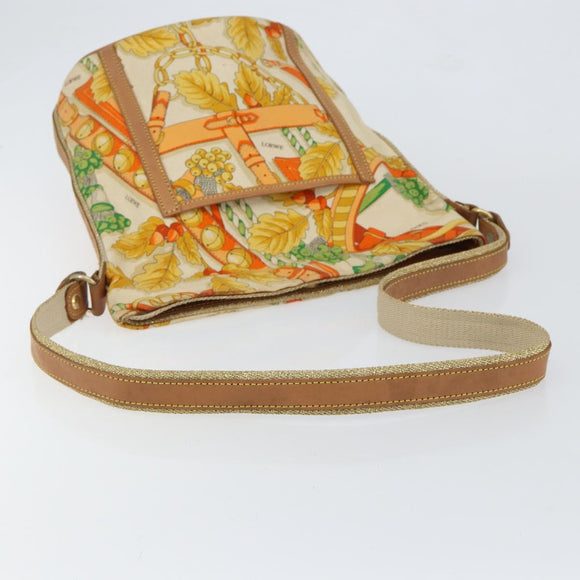 LOEWE Shoulder Bag Canvas Beige Auth 149682