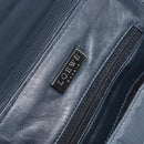 LOEWE Waist Bag Leather Navy Silver Auth 149698-11