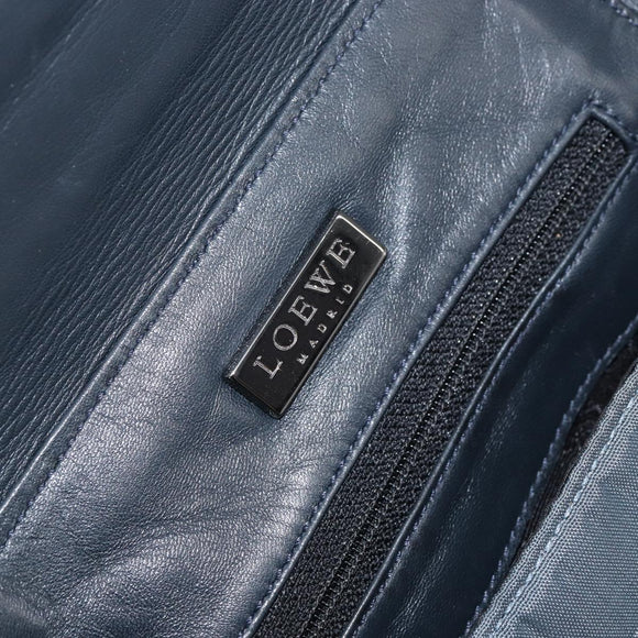 LOEWE Heuptas Leer Marine Zilver Auth 149698