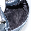 LOEWE Waist Bag Leather Navy Silver Auth 149698-12