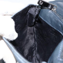 LOEWE Waist Bag Leather Navy Silver Auth 149698-20