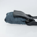 LOEWE Waist Bag Leather Navy Silver Auth 149698-3