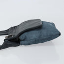 LOEWE Waist Bag Leather Navy Silver Auth 149698-4