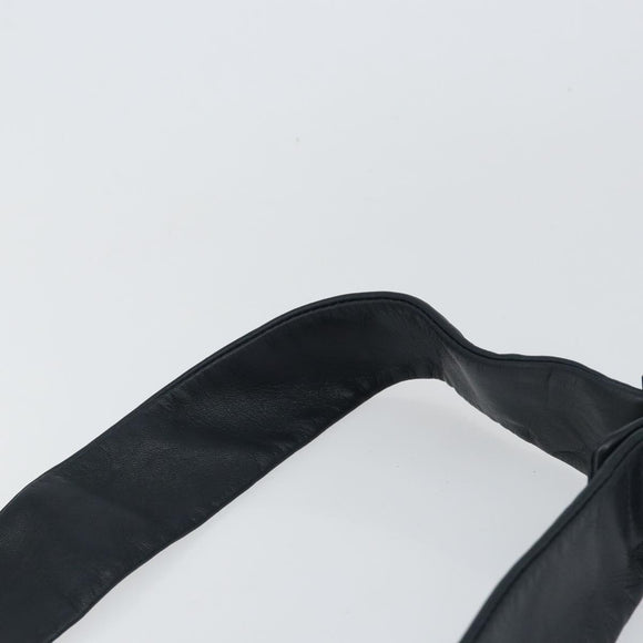 LOEWE Waist Bag Leather Navy Silver Auth 149698