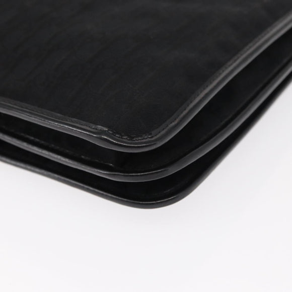 Christian Dior Trotter Canvas Shoulder Bag Black Gold Auth 149701