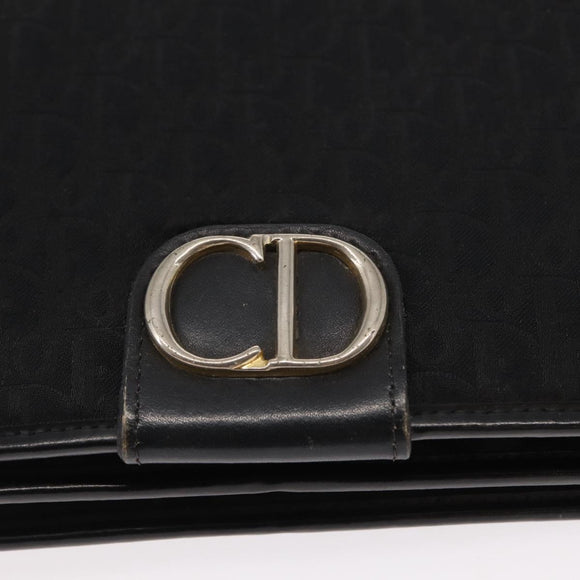 Christian Dior Trotter Canvas Shoulder Bag Black Gold Auth 149701