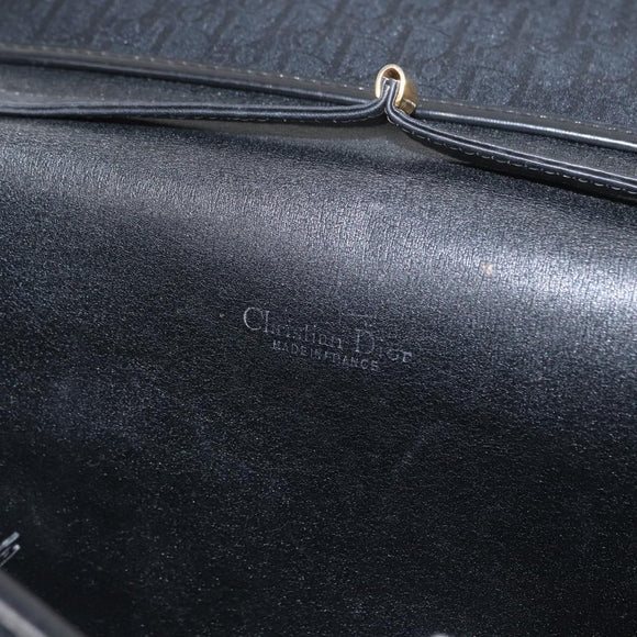 Christian Dior Trotter Canvas Shoulder Bag Black Gold Auth 149701