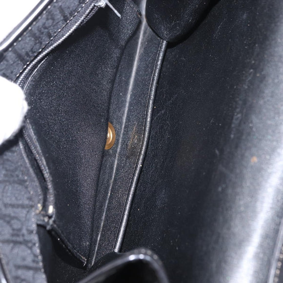 Christian Dior Trotter Canvas Shoulder Bag Black Gold Auth 149701