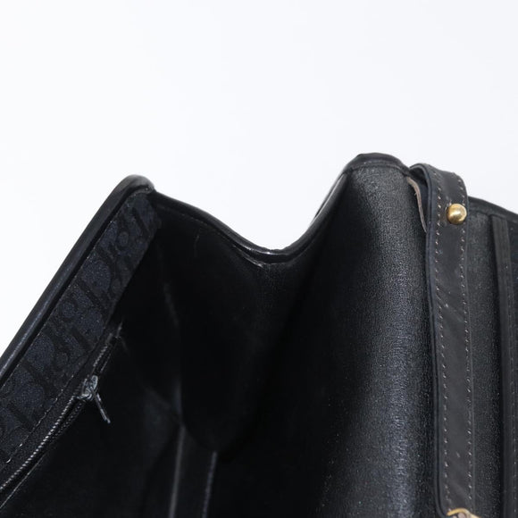 Christian Dior Trotter Canvas Shoulder Bag Black Gold Auth 149701