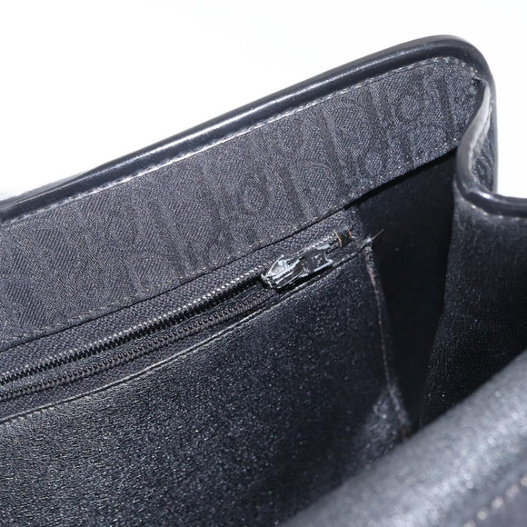 Christian Dior Trotter Canvas Shoulder Bag Black Gold Auth 149701