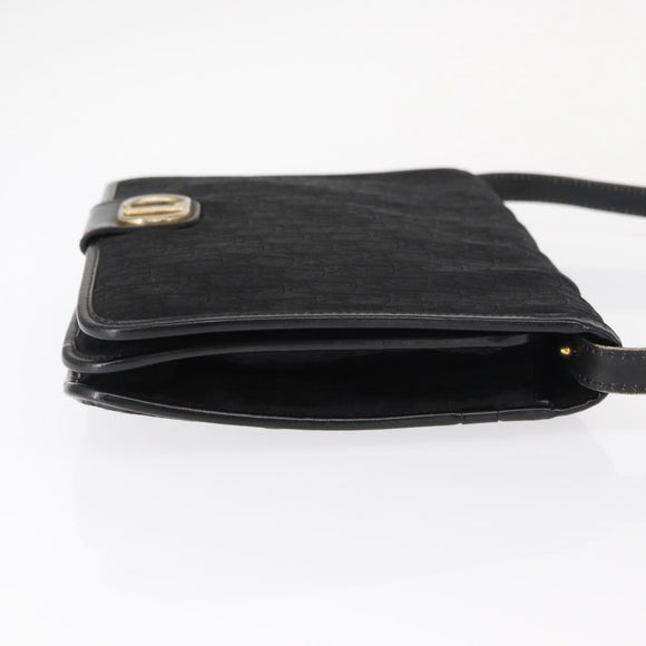 Christian Dior Trotter Canvas Shoulder Bag Black Gold Auth 149701