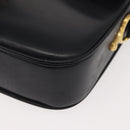 CELINE Shoulder Bag Leather Vintage Navy Gold Auth 149702-14