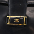 CELINE Shoulder Bag Leather Vintage Navy Gold Auth 149702-17