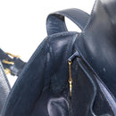 CELINE Shoulder Bag Leather Vintage Navy Gold Auth 149702-19