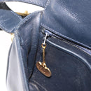 CELINE Shoulder Bag Leather Vintage Navy Gold Auth 149702-20
