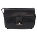 CELINE Shoulder Bag Leather Vintage Navy Gold Auth 149702-13