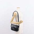 CELINE Shoulder Bag Leather Vintage Navy Gold Auth 149702-21