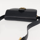 CELINE Shoulder Bag Leather Vintage Navy Gold Auth 149702-6