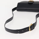 CELINE Shoulder Bag Leather Vintage Navy Gold Auth 149702-7