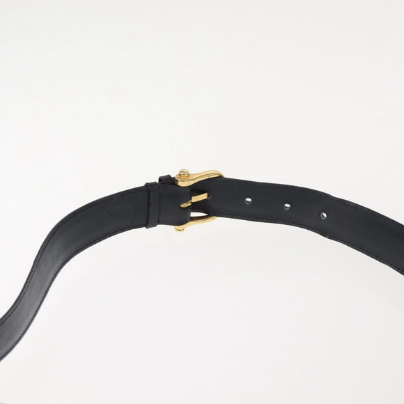 CELINE Shoulder Bag Leather Vintage Navy Gold Auth 149702