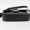 CELINE Shoulder Bag Leather Vintage Navy Gold Auth 149702-5