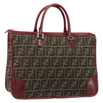 FENDI Zucca Canvas Hand Bag Black Brown Auth 149704