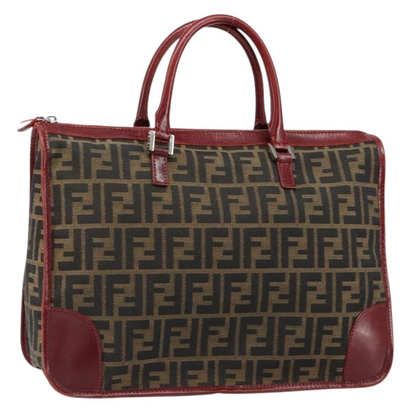 FENDI Zucca Canvas Hand Bag Black Brown Auth 149704